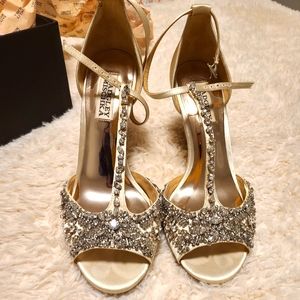 Badgley Mischka Ivory Rhinestone Wedges